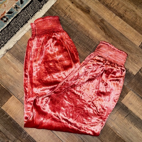 Anthropologie Velvet High Waist Cropped Harem Pants Embroidered Boho XS - Picture 7 of 7